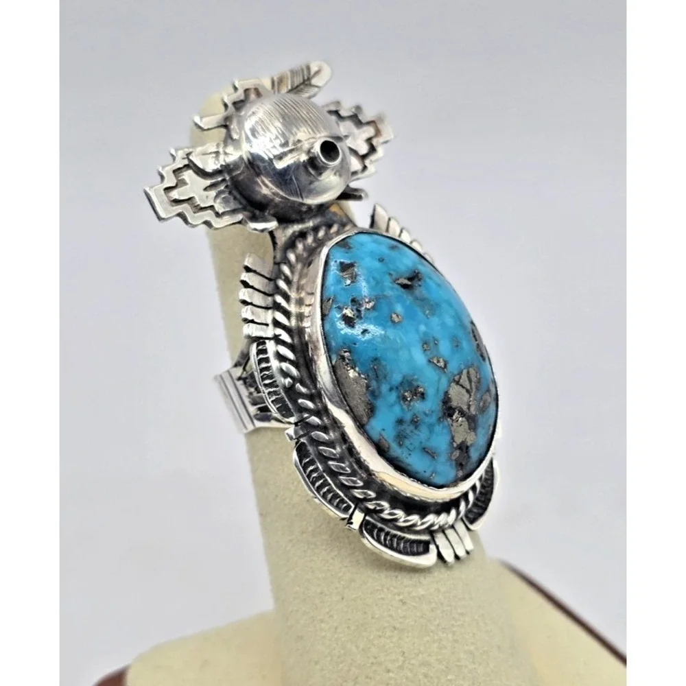 Bennie Ration Sterling Silver Turquoise Ring Size 7‎ Navajo Native 20 Gram NWOT